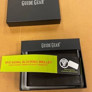 Brown leather wallet with RFID protection